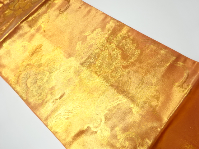 リサイクル　未使用品　牡丹唐草模様織り出し名古屋帯